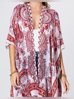 Orijean Red Carnelian Paisley Kimono